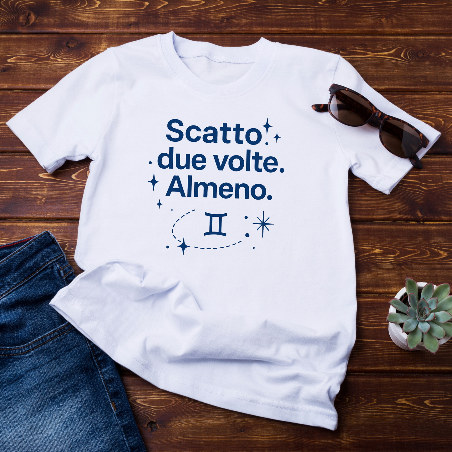 T-shirt maniche corte Collezione Zodiac & Scatta "Gemelli β Scatto due volte almeno ποΈπΈ" Unisex